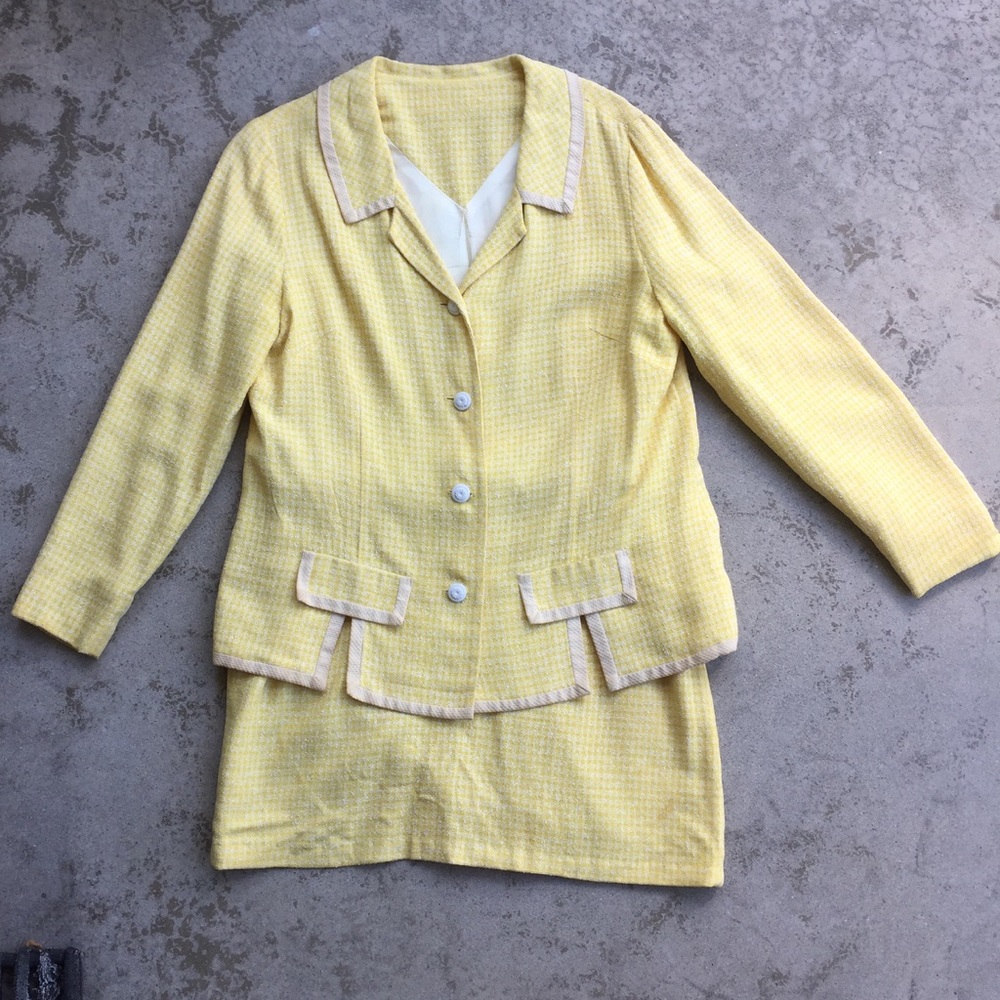 Vintage Swinging 60s Yellow Gingham Suit
